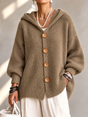 Cozy Hooded Button Front Cardigan
