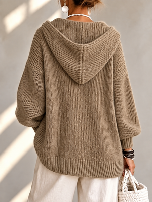 Cozy Hooded Button Front Cardigan