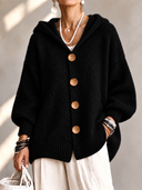 Cozy Hooded Button Front Cardigan