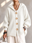 Cozy Hooded Button Front Cardigan