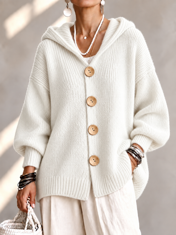 Cozy Hooded Button Front Cardigan