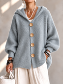 Cozy Hooded Button Front Cardigan
