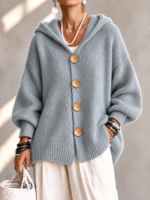 Cozy Hooded Button Front Cardigan