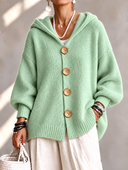 Cozy Hooded Button Front Cardigan