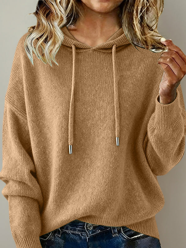 Cozy Hooded Drawstring Long-Sleeve Sweater
