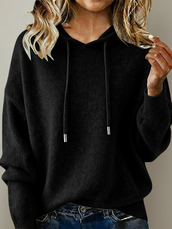 Cozy Hooded Drawstring Long-Sleeve Sweater