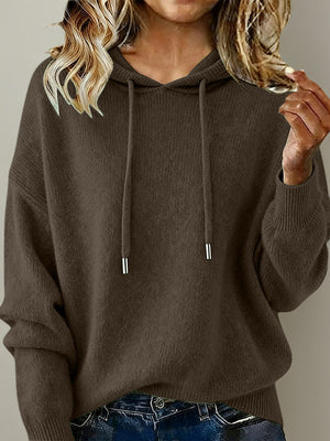 Cozy Hooded Drawstring Long-Sleeve Sweater