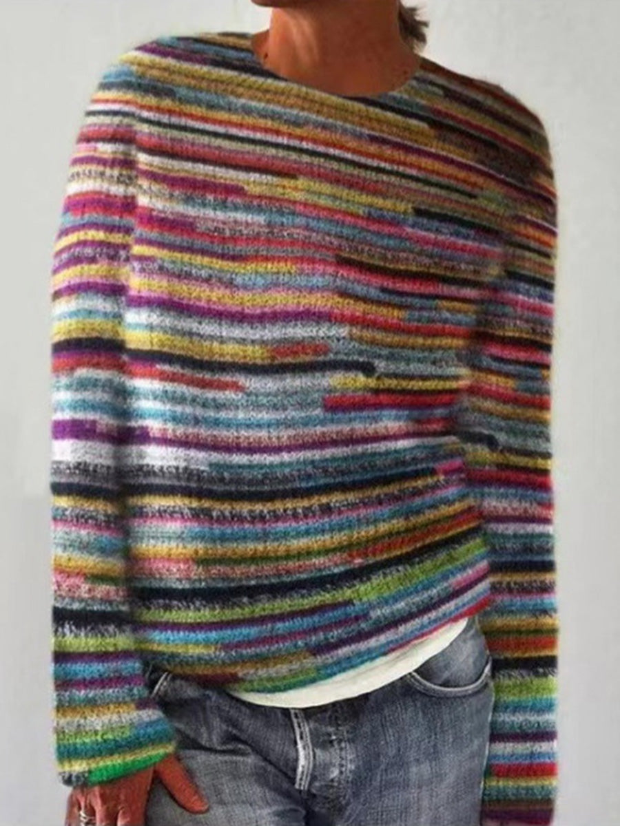 Gemütlicher gestreifter Strickpullover