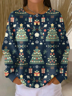 Cozy Waffle-Knit Merry Christmas Sweatshirt