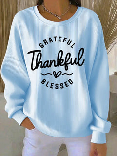 Sweat-shirt à col rond imprimé lettres