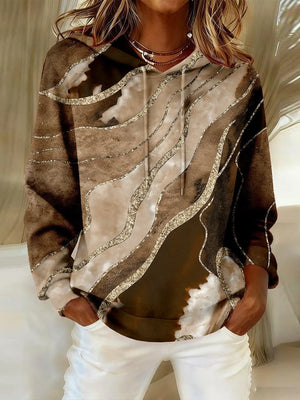 Distinctive Printed Hooded Top