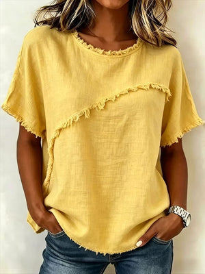 Effortless Fringe Cotton-Linen Top
