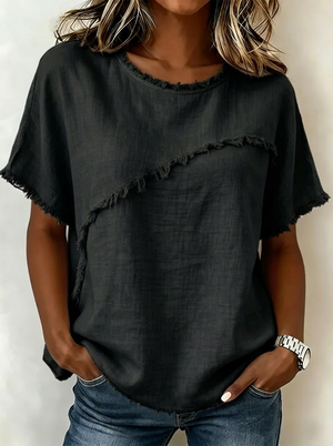 Effortless Fringe Cotton-Linen Top