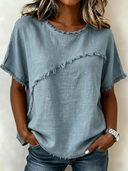 Effortless Fringe Cotton-Linen Top