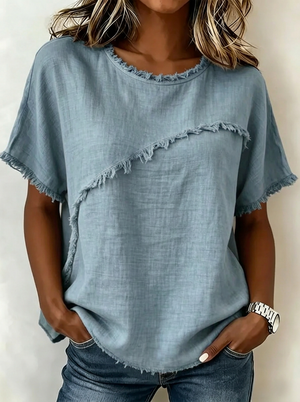 Effortless Fringe Cotton-Linen Top
