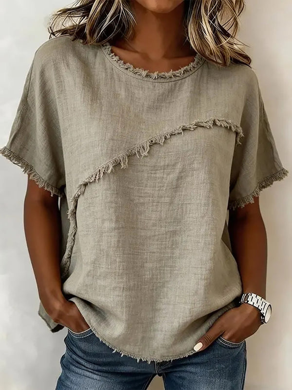 Effortless Fringe Cotton-Linen Top