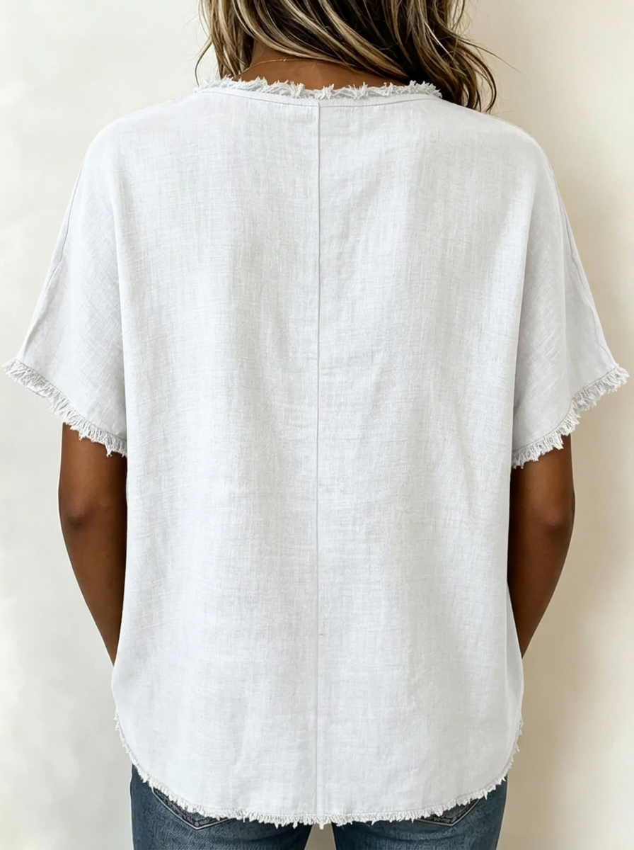 Effortless Fringe Cotton-Linen Top