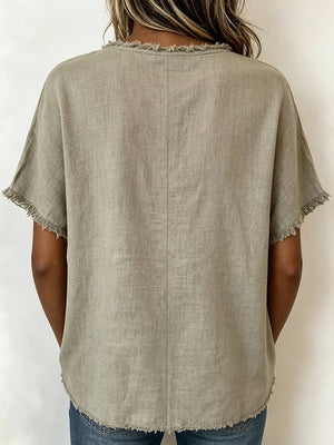 Effortless Fringe Cotton-Linen Top