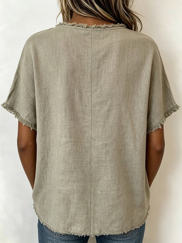 Effortless Fringe Cotton-Linen Top