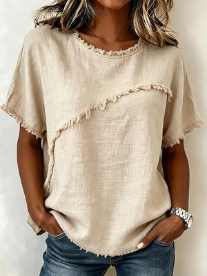 Effortless Fringe Cotton-Linen Top
