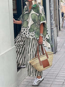Effortless Chic Floral Top & Striped Pants Set