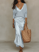 Effortless Knit & Satin Midi Dress