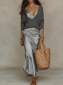 Effortless Knit & Satin Midi Dress