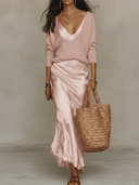 Effortless Knit & Satin Midi Dress