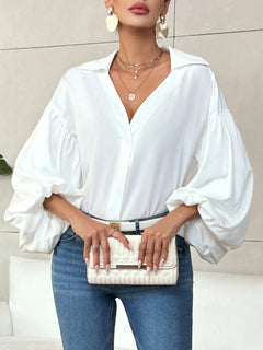 Elegant Romantic Puff Sleeves V-Neck Top