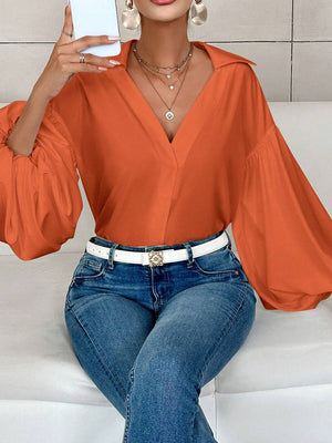 Elegant Romantic Puff Sleeves V-Neck Top