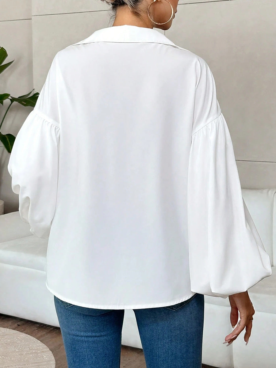 Elegant Romantic Puff Sleeves V-Neck Top