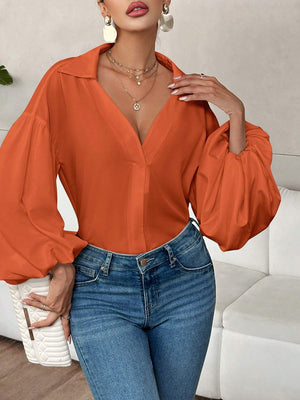 Elegant Romantic Puff Sleeves V-Neck Top