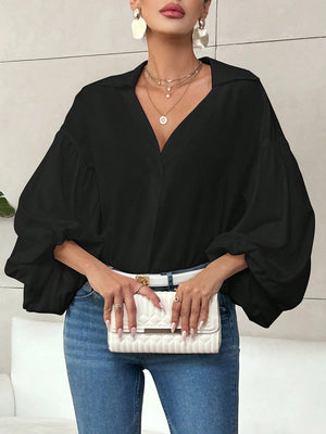 Elegant Romantic Puff Sleeves V-Neck Top