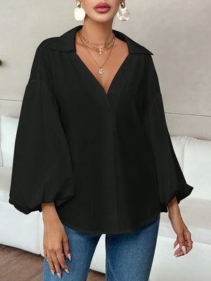 Elegant Romantic Puff Sleeves V-Neck Top