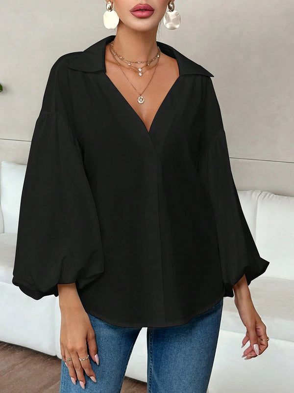 Elegant Romantic Puff Sleeves V-Neck Top
