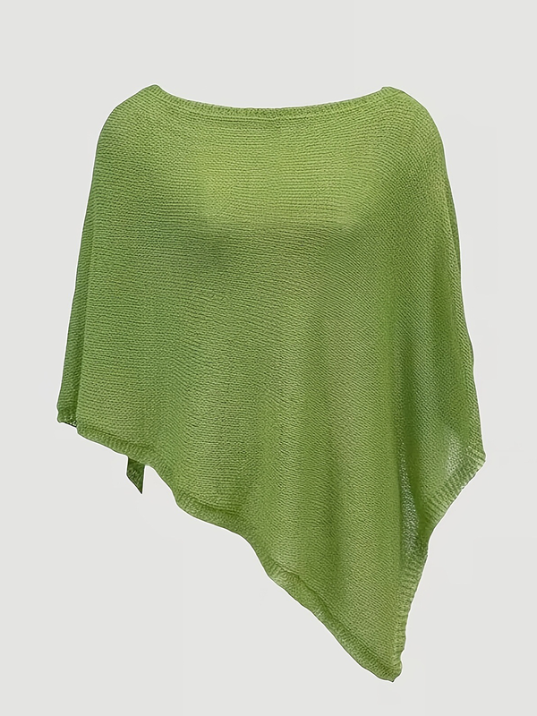 Elegant Open Weave Knit Layering Poncho