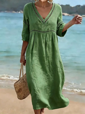 Elegant Openwork Embroidered Midi Dress