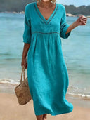Elegant Openwork Embroidered Midi Dress