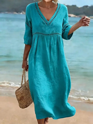 Elegant Openwork Embroidered Midi Dress