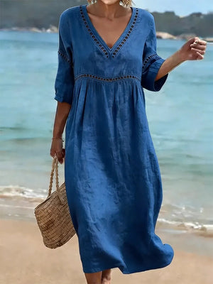 Elegant Openwork Embroidered Midi Dress
