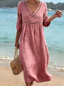 Elegant Openwork Embroidered Midi Dress