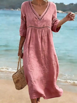 Elegant Openwork Embroidered Midi Dress