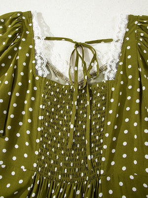 Elegant Polka Dot Lace Maxi Dress