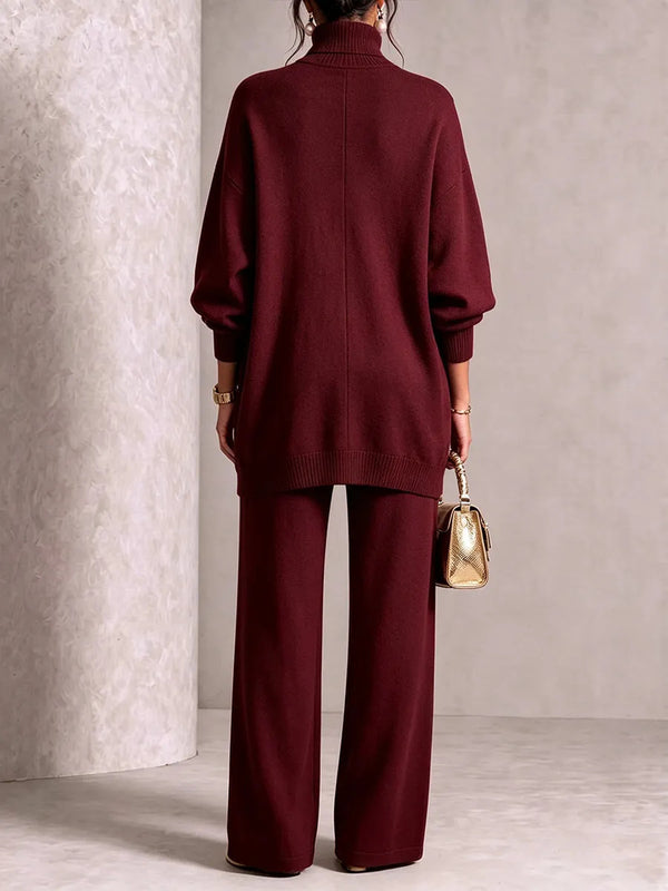 Elegant Asymmetric Button Two-Piece Set