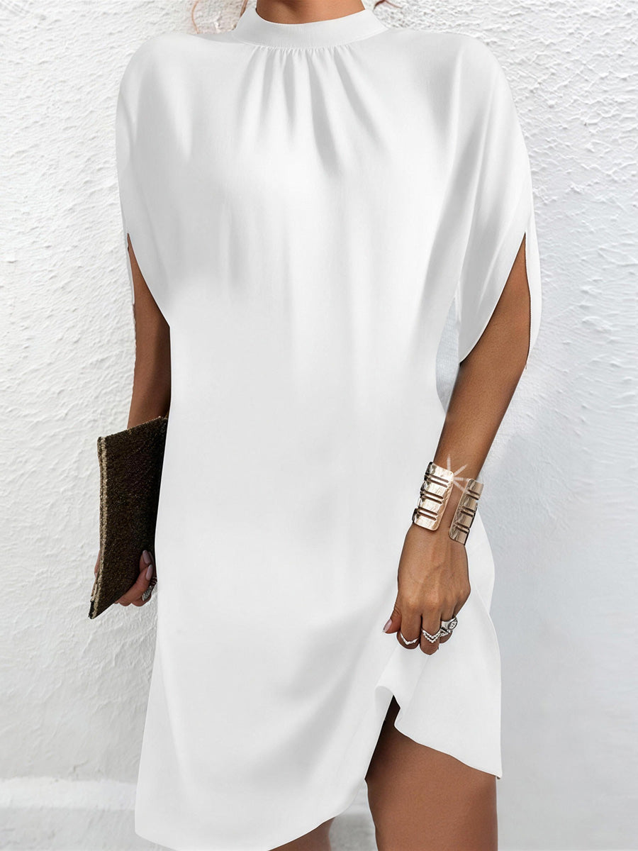 Elegant Batwing Sleeve Round Neck Midi Dress