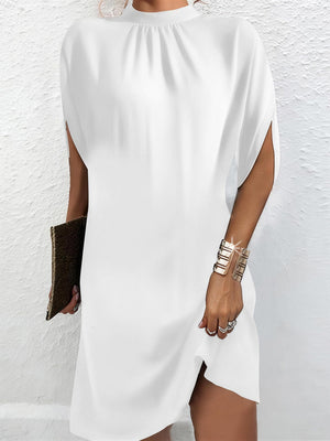 Elegant Batwing Sleeve Round Neck Midi Dress