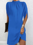 Elegant Batwing Sleeve Round Neck Midi Dress