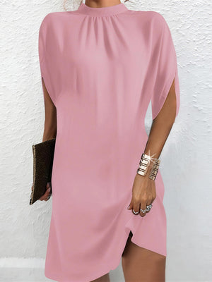 Elegant Batwing Sleeve Round Neck Midi Dress
