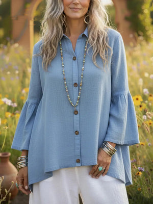 Elegant Bell Sleeve Cotton Top