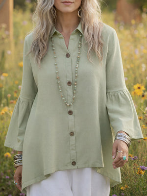 Elegant Bell Sleeve Cotton Top